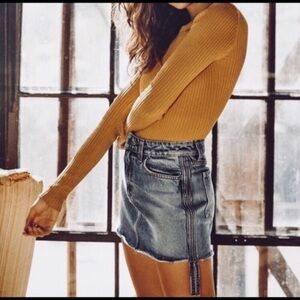 LF Carmar Blue Colin Stripe Denim Mini Skirt